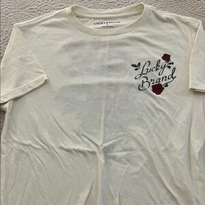 Lucky Brand Ivory Tee with Burgundy Floral Accent